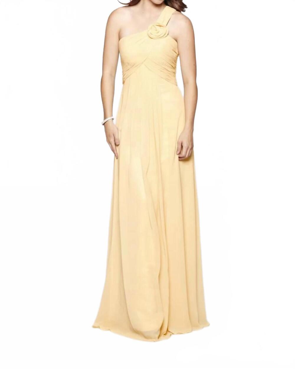 NEW LAST DRESS one-shoulder blossom gown in banana